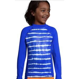 NEW Lands’ End Boys Rash Guard Swim Shirt X-Small (4/5) UV 50 Long Sleeve NWT